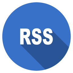 Flat design blue round web rss vector icon