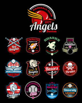 Sports teams high school, university and college vector color  badges