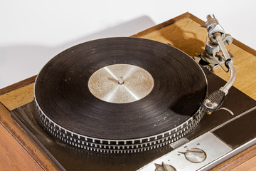 Overview Vintage Grungy Record Playing Turn Table