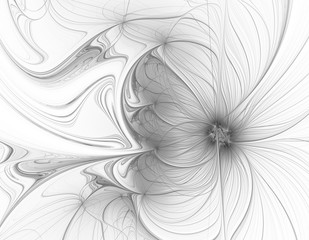 Abstract beautiful grey flower on white background fractal