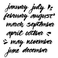 Vector hand painted names of months