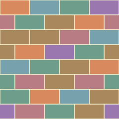 Colorful Vintage Red Orange Green Brick Wall Seamless Vector illustration Background