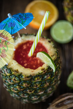 creative concept for tropical party drinks