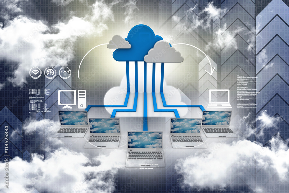Poster computer network,3d rendering