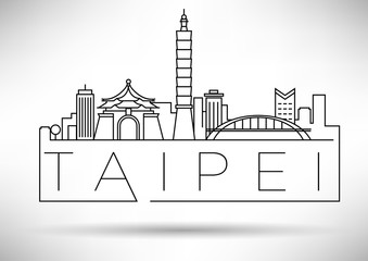 Minimal Vector Taipei City Linear Skyline with Typographic Desig - Powered by Adobe