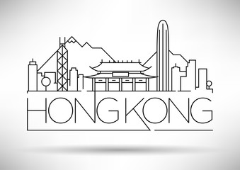 Minimal Vector Hong Kong City Linear Skyline with Typographic De
