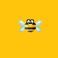 Pixel art funny bee sign