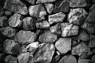 Old Rock Wall for background.(Texture Of Rock) (Black and White)