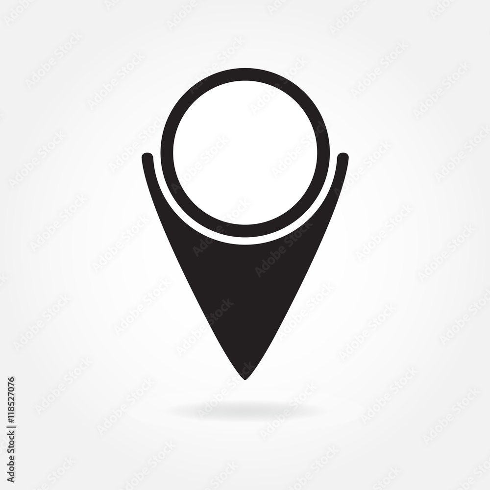 Poster map pointer icon or sign isolated on white background. black vector illustration.