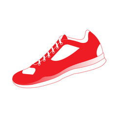 Running shoe icon or symbol for sport and fitness isolated on white background. Vector illustration.