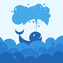 whale produces a jet of air, vector illustration