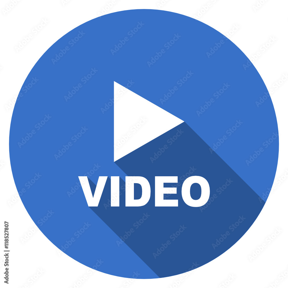 Aufkleber flat design blue round web video vector icon