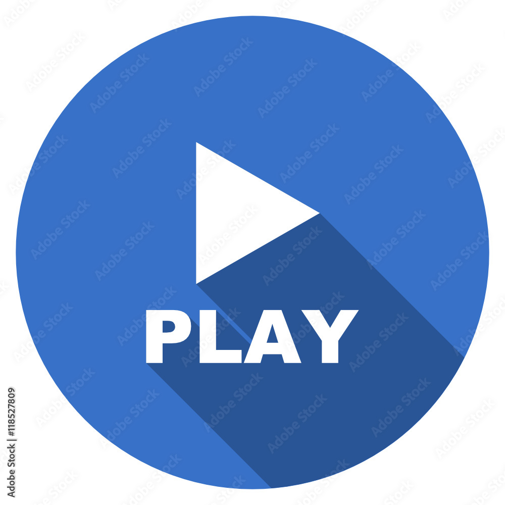 Aufkleber flat design blue round web play vector icon