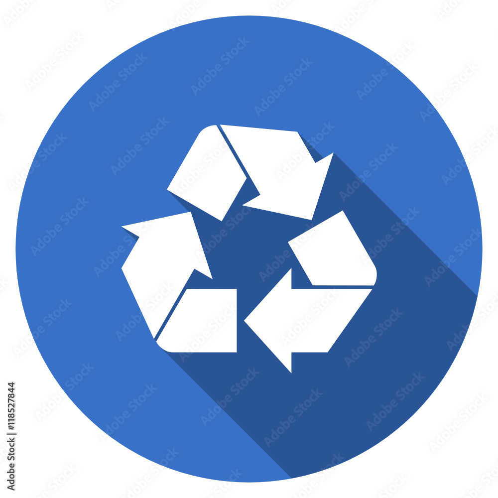 Poster flat design blue round web recycling vector icon