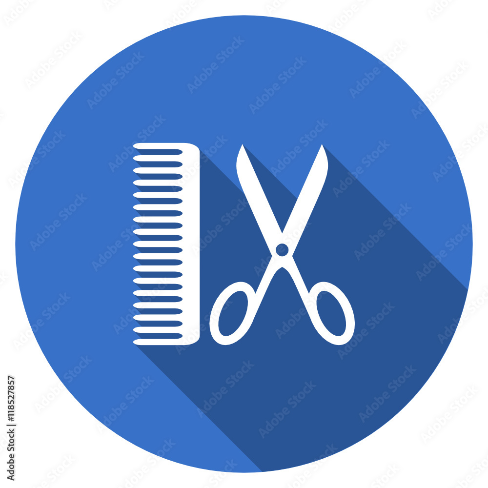 Aufkleber flat design blue round web barber vector icon