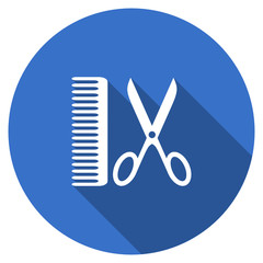 Flat design blue round web barber vector icon