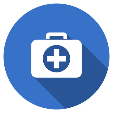 Flat design blue round web medicine vector icon