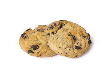 Chocolate chip cookie isolated on white background