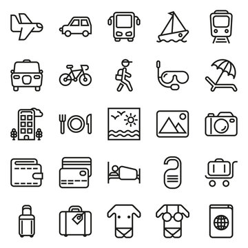 Traveling and transport icon set