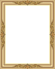 Gold photo frame with corner line floral for picture, Vector design decoration pattern style