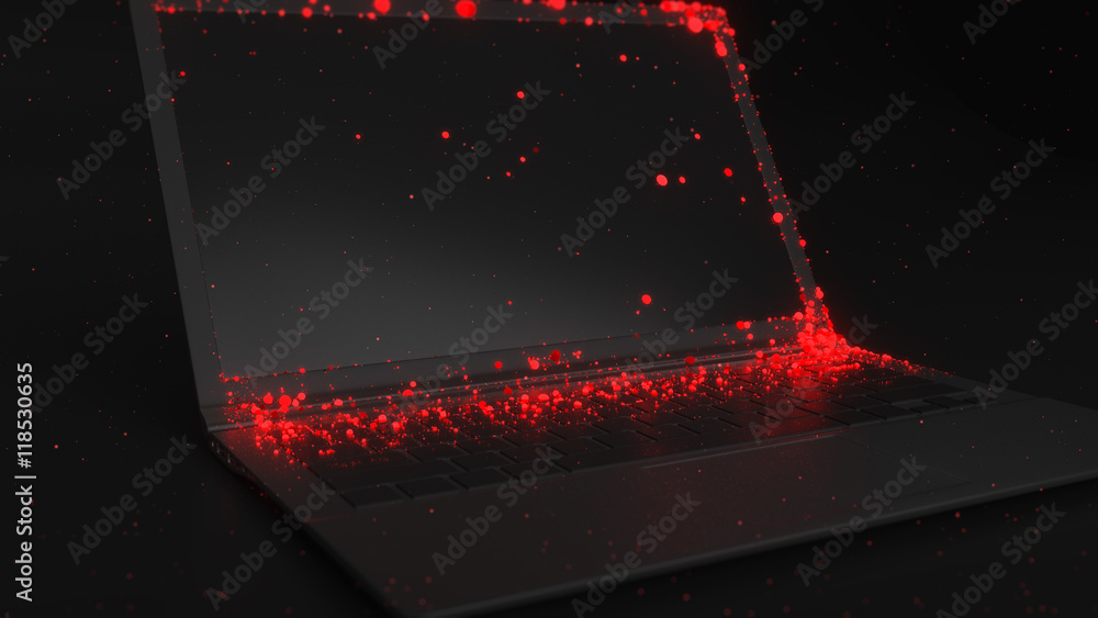 Aufkleber 3d render of abstract notebook piece with balls symbolize virus