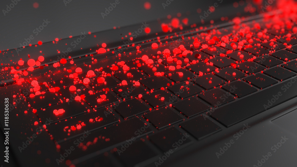 Poster 3d render of abstract notebook piece with balls symbolize virus