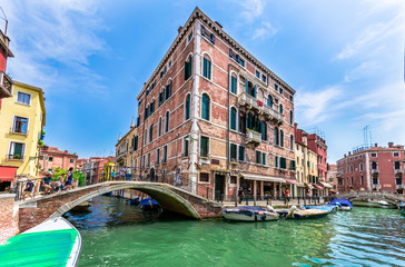 Scenic canal with bridge, Venice, Italy