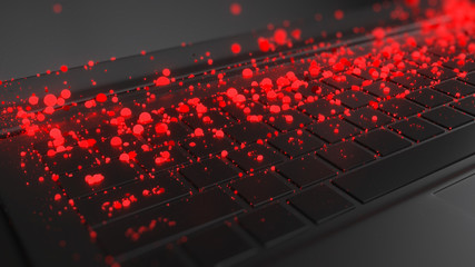 Fototapeta premium 3d render of abstract notebook piece with balls symbolize virus