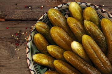 Canned pickled marinated cucumbers