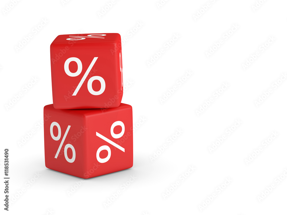 Aufkleber 3d rendering of red cubes with percent sign and place for text