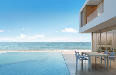 Beach house with sea view in modern design - 3d rendering