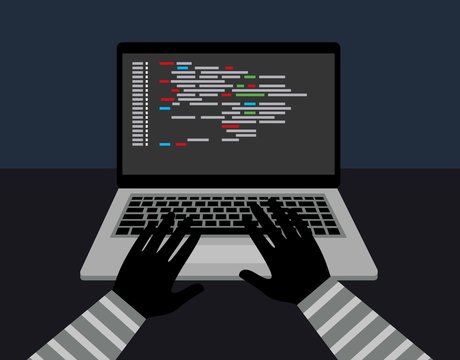 Hacker security steal your data and system with code internet. theft of data from the computer
