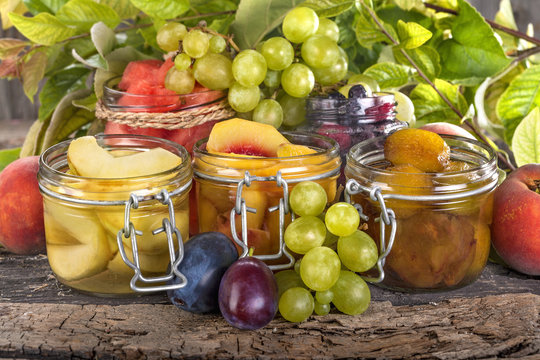 Different Seasonal Fresh Fruit Ready For Canning