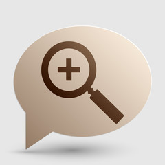 Obraz premium Zoom sign illustration. Brown gradient icon on bubble with shadow.