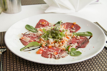 Carpaccio made from slice beet sirloin