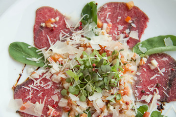 Carpaccio made from slice beet sirloin