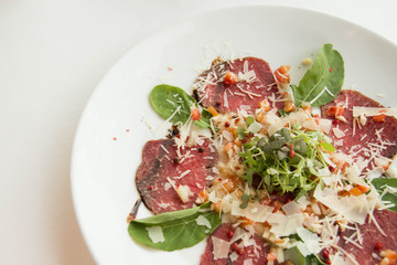 Carpaccio made from slice beet sirloin