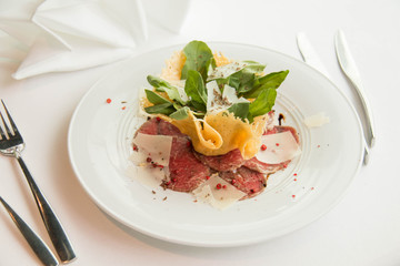 Carpaccio made from slice beet sirloin