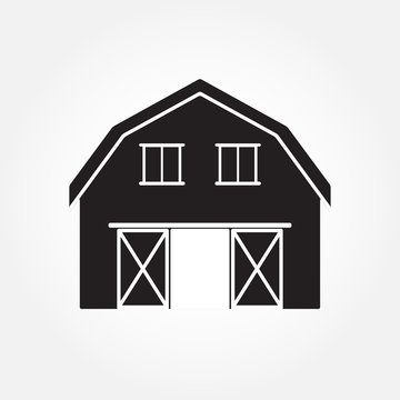 Barn house icon or sign isolated on white background. Vector illustration.