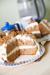 Sweet cake with cocoa and cream cheese