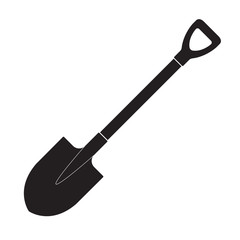 Shovel icon or sign isolated on a white background. Vector illustration.
