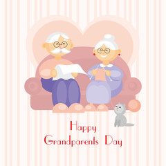 grandparents day greeting card with the image of the grandmother and grandfather