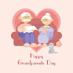 grandparents day greeting card with the image of the grandmother and grandfather