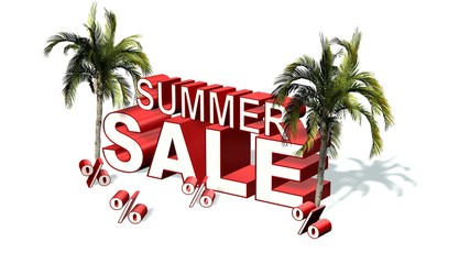 Obraz premium Summer Sale - 3d text with palms 