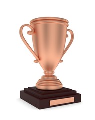 Bronze cup on white background. 3D rendering.