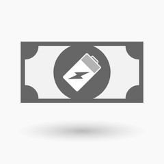 Isolated bank note icon with a battery