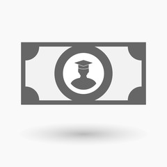 Isolated bank note icon with a student