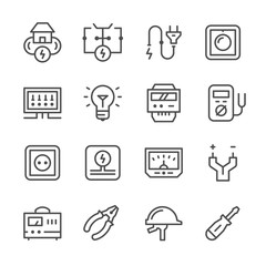 Set line icons of electricity
