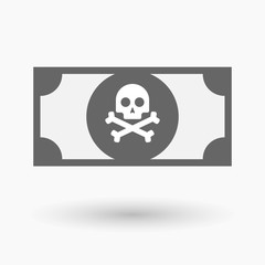 Isolated bank note icon with a skull