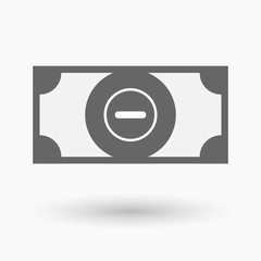 Isolated bank note icon with a subtraction sign